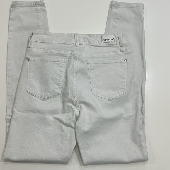 Judy Blue Mid Rise Button Fly White Stretch Skinny Jean item # 6O - Picture 3 of 6